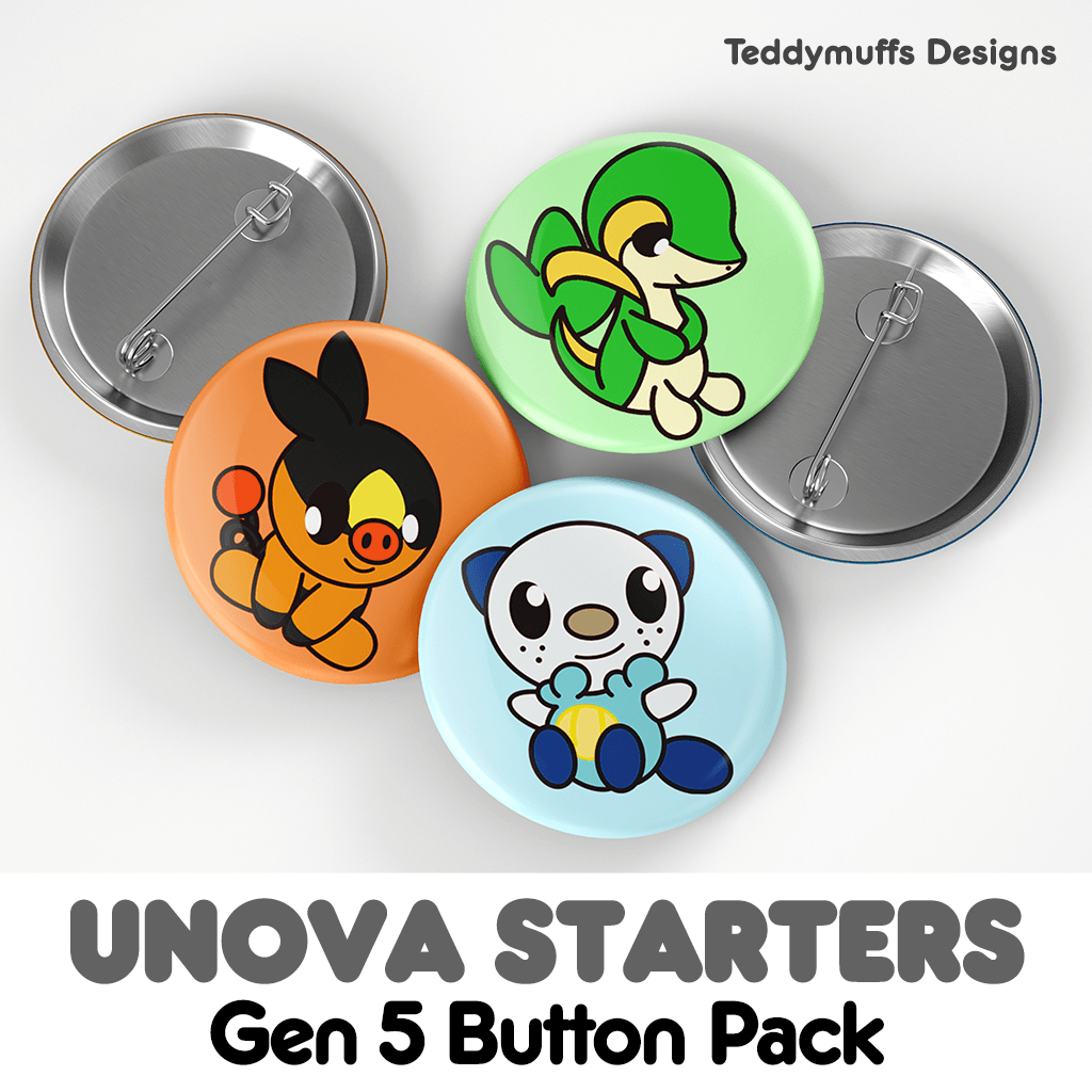 Unova Button Pins - Teddymuffs Designs
